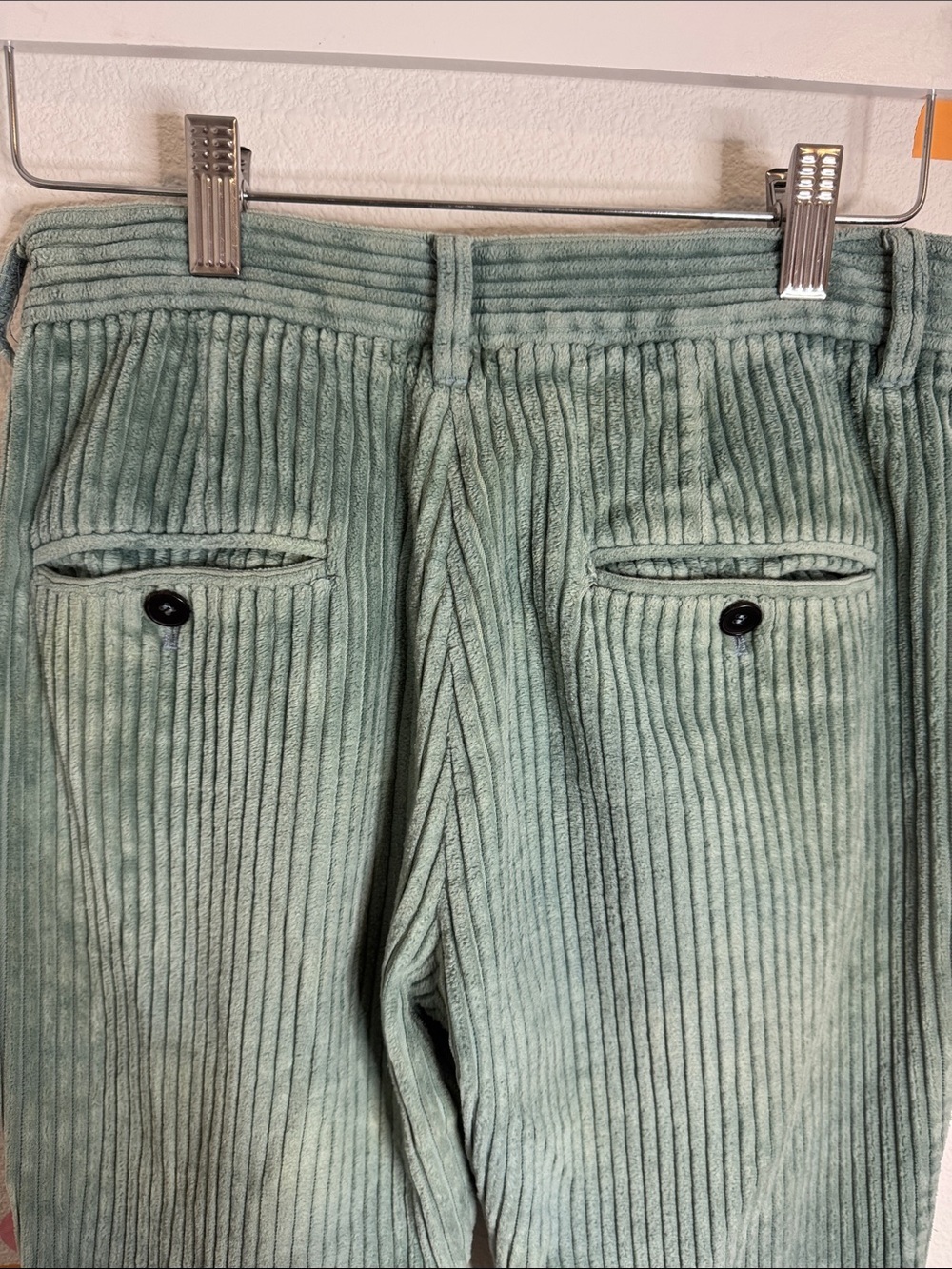 Isabel Marant Sage Green Wide Leg Wale Corduroy Pants, Retro Bell Bottoms N0181 - Picture 6 of 6